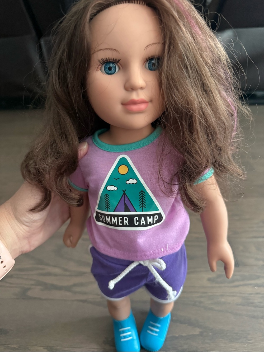 My life as doll toy 18” brunette w/ streak in hair & summer camp outfit